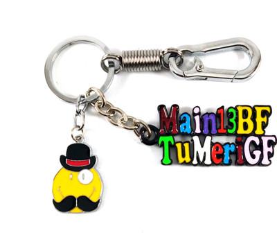 SHOKY LOOKS silver locking hook main13GF TuMeriGF Multicolor with Mini mustache smiley Key Chain