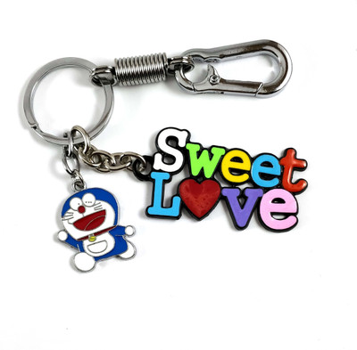 SHOKY LOOKS Silver Locking Hook Sweet Love Multi color with Doremon Key Chain
