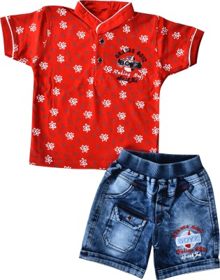 ZADMUS Boys Party(Festive) T-shirt Shorts(Red)