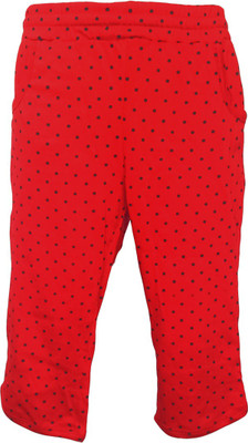 KAVYA Capri For Girls Casual Printed Pure Cotton(Red Pack of 1)