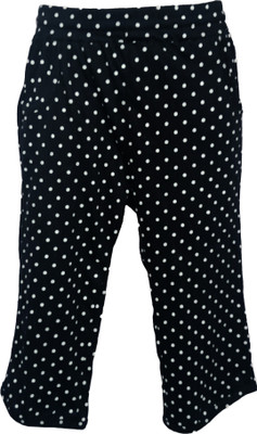 KAVYA Capri For Girls Casual Polka Print Pure Cotton(Black Pack of 1)
