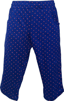 IndiWeaves Capri For Girls Casual Printed Pure Cotton(Blue Pack of 1)