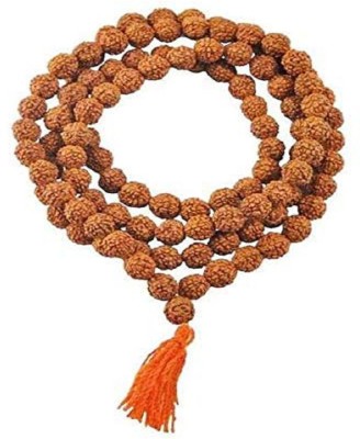 KanthiMala 5 Mukhi Nepal Rudraksha Mala (108 Rudraksha Beads) with Certificate - Unisex mala or Japa Mala (8-9 MM | Length : 20 inches) Wood Necklace