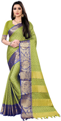 prabhas Woven Banarasi Jacquard, Art Silk Saree(Green)