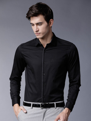 Black Coffee Men Solid Formal Black Shirt
