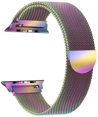 TINGTONG Stainless Steel Milanese Strap Band with Magnetic Closure for iWatch 38mm/40mm, Compatible with Watch Series 1/2/3/4/5 T_38/40mm_Rainbow(Chain) Smart Watch Strap(Pink)