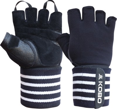 KOBO WTG-49 Weight Lifting Gym Gloves Leather for Fitness Training with Wrist Support Gym & Fitness Gloves(Multicolor)