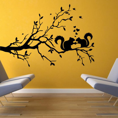 SUDARSHAN DESIGNS 58 cm Love Squirrel Wall Decal Self Adhesive Sticker(Pack of 1)