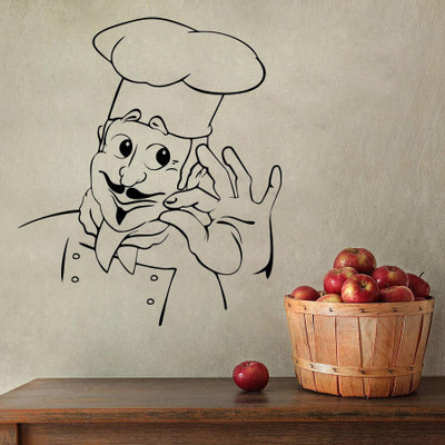 SUDARSHAN DESIGNS 43 cm Cartoon Chef Wall Decal Self Adhesive Sticker(Pack of 1)