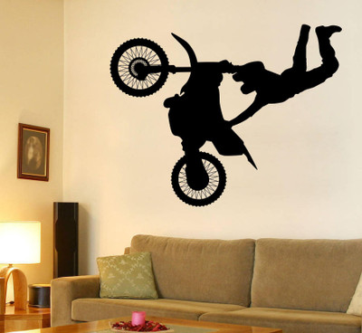 SUDARSHAN DESIGNS 86 cm Flying Bicycle Wall Decal Self Adhesive Sticker(Pack of 1)