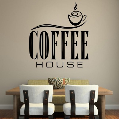 Sticker Hub 40 cm Coffee House Wall Decal Self Adhesive Sticker(Pack of 1)