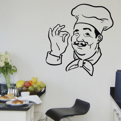 SUDARSHAN DESIGNS 48 cm Chef Print Wall Decal Self Adhesive Sticker(Pack of 1)