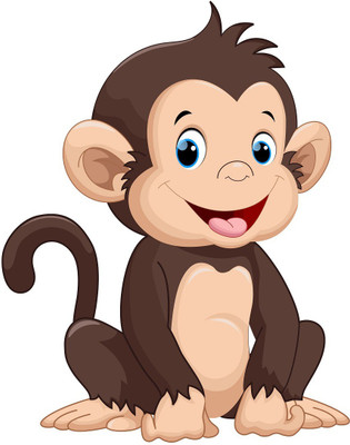 Wallzone 50 cm Monkey Removable Sticker(Pack of 1)