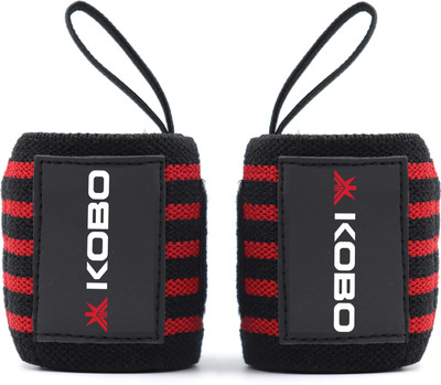 KOBO Power Weight Lifting Wrist Wrap Strength Training Fitness Supports Gym Cardio Wrist Support(Red)