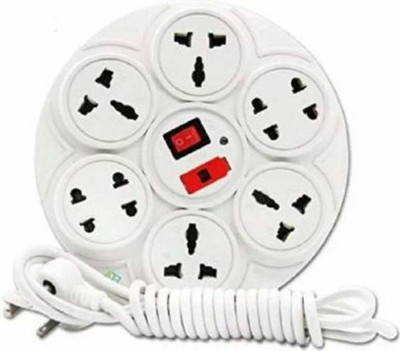 DIGWAY Round 8 Socket 1 Switch Extension Cord Surge Protector-2.0 Meter Cord Length 8  Socket Extension Boards(Beige, 2.5 m)