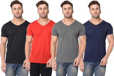 Adorbs Solid Men V Neck Red, Blue, Black, Grey T-Shirt