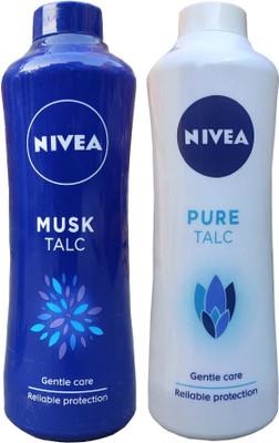 NIVEA Musk Talc + Pure Talc Skin Powder 400 + 400 Grams(2 x 400 g)