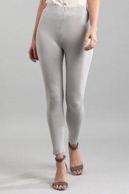 Aurelia Ankle Length Ethnic Wear Legging(Silver, Solid)