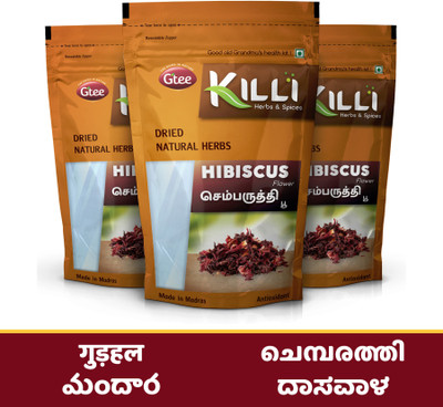 KILLI Hibiscus | Sembaruthi | Gudhal | Chembarathi | Mandara Flower, 60g (Pack of 3)(3 x 60 g)