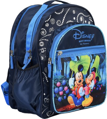 KUBER INDUSTRIES Disney Mickey Minnie Mouse 15 inch Polyster School Bag/Backpack For Kids, Blue-DISNEY002 Waterproof School Bag(Blue, 15 inch)