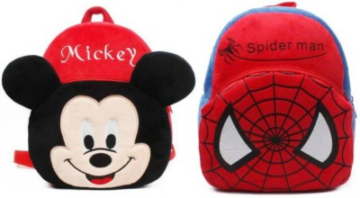 AMANVANI BM-Latch_A_107combo of 2 red mickey, red spiderman 12 L Backpack(Multicolor)