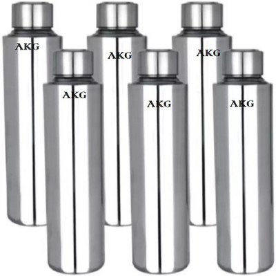 AKG 600 ml Steel Bottle(Pack of 6, Silver)