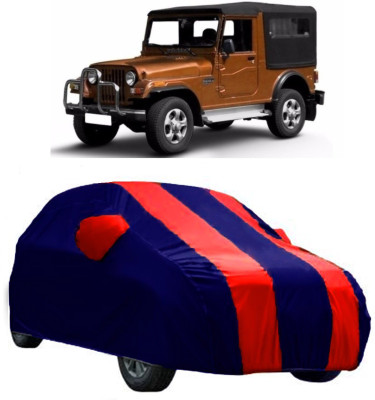 CRONEX Car Cover For Mahindra Jeep (With Mirror Pockets)(Red, Blue)