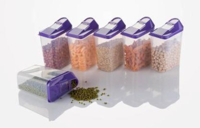 Analog Kitchenware Plastic Tea Coffee & Sugar Container  - 750 ml(Pack of 6, Purple)