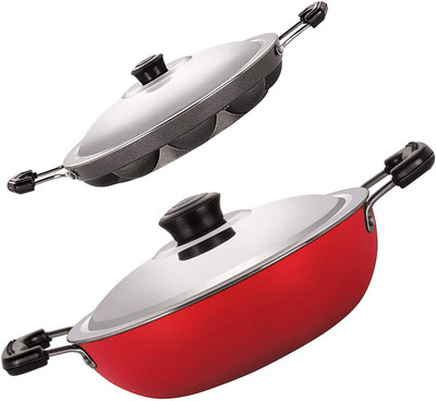 NIRLON Non-Stick Aluminium Gas Compatible Cookware Utencils, 2 Piece Set Non-Stick Coated Cookware Set(PTFE (Non-stick), Aluminium, 2 - Piece)