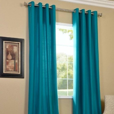 Muren 213.4 cm (7 ft) Polyester Door Curtain (Pack Of 2)(Solid, Aqua)