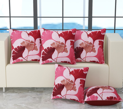 WiseHome Polycotton Cushions Cover(40 cm*40 cm, Pack of 5, Maroon, Red)