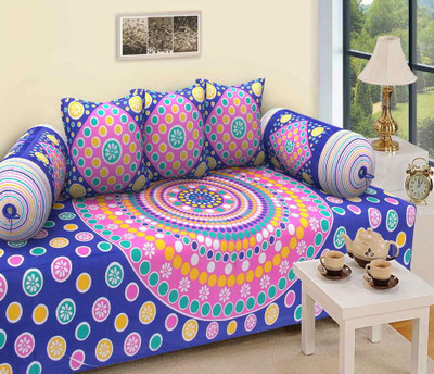 CHETANYA LOOMTEX Cotton Abstract Diwan Set(Multicolor)
