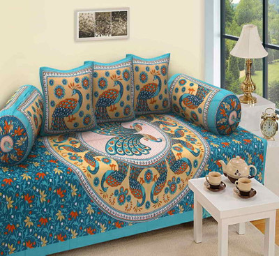 CHETANYA LOOMTEX Cotton Abstract Diwan Set(Multicolor)