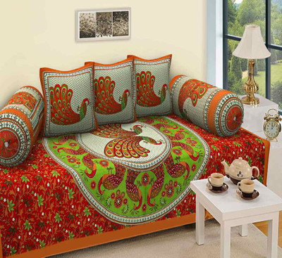 CHETANYA LOOMTEX Cotton Abstract Diwan Set(Multicolor)