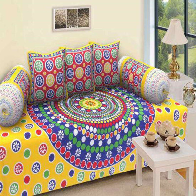 CHETANYA LOOMTEX Cotton Abstract Diwan Set(Multicolor)