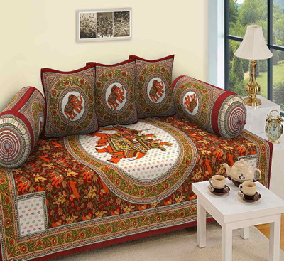 CHETANYA LOOMTEX Cotton Abstract Diwan Set(Multicolor)