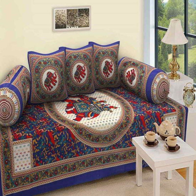 CHETANYA LOOMTEX Cotton Abstract Diwan Set(Multicolor)