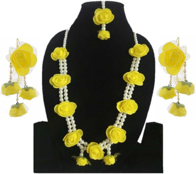 Rozec Fabric Yellow Jewellery Set(Pack of 1)