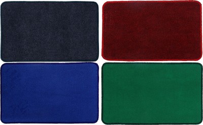 KUBER INDUSTRIES Microfiber Bathroom Mat(Grey & Blue & Red & Green, Free, Pack of 4)