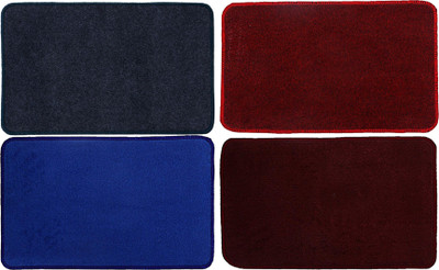 KUBER INDUSTRIES Microfiber Door Mat(Grey & Blue & Red & Maroon, Free, Pack of 4)