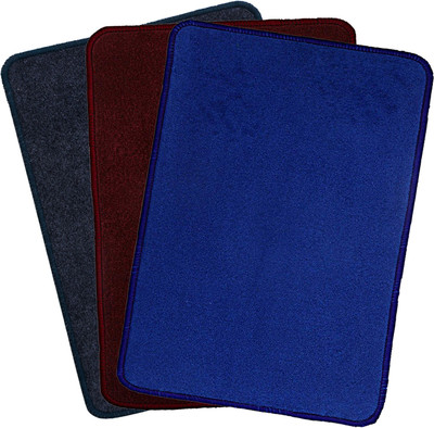KUBER INDUSTRIES Microfiber Bathroom Mat(Grey & Blue & Maroon, Free, Pack of 3)