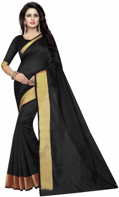 Meraru Woven Daily Wear Cotton Silk Saree(Black)