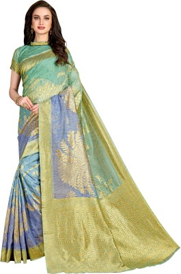 Sariya Woven Banarasi Cotton Linen, Jacquard Saree(Multicolor)