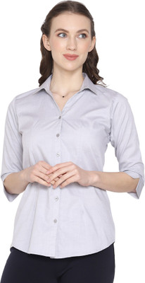Blue Ronin Women Solid Formal Grey Shirt