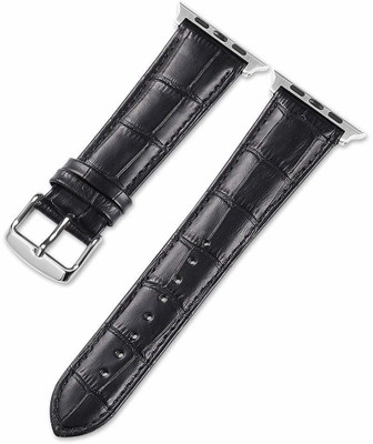 TINGTONG Croc Style Leather Loop Band with Adjustable Closure Wrist Strap for iWatch 42mm/44mm, Compatible with Watch Series 1/2/3/4/5 T_42/44mm_Black(CutLeather) Smart Watch Strap(Black)