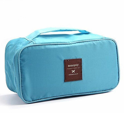 SOCHEP Multifunctional Nylon Slide Portable Bra Underwear Organizer Bag with Handle(Blue)