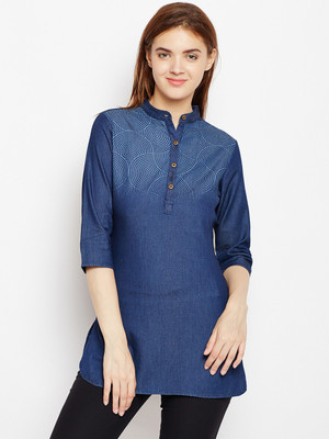 Avyanna Casual 3/4 Sleeve Printed Women Blue Top
