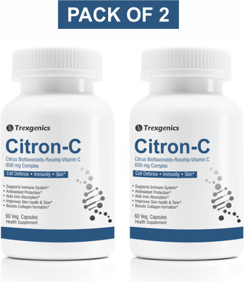 Trexgenics Citron-C Citrus Bioflavonoids-Rosehip-Vit.C Complex-650mg Immunity (60 Caps)(2 x 60 No)