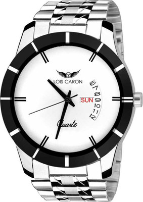 Lois Caron LCS-8074 WHITE DIAL DAY & DATE FUNCTIONING Analog Watch - For Men