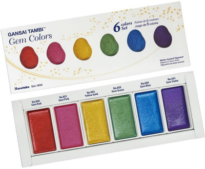 Zig Kuretake Gansai Tambi GEM COLORS Set of 6